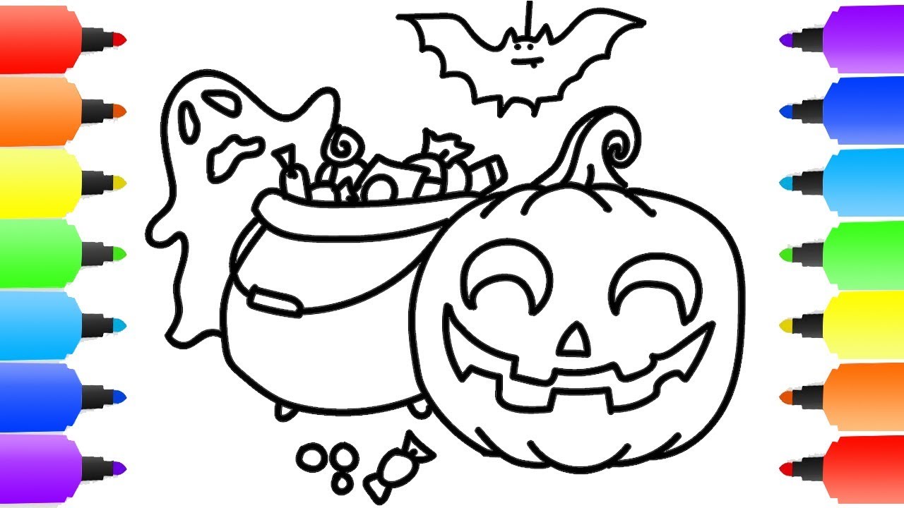 1280x720 Learn Colors With Pumpkin Halloween Coloring Pages For Kids