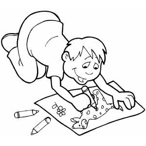 300x300 Boy Drawing With Crayons Coloring Page