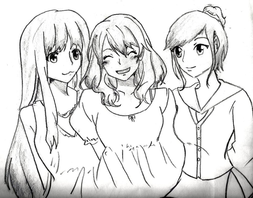 1010x791 Anime Friends Drawing 3 Anime Friends Drawing