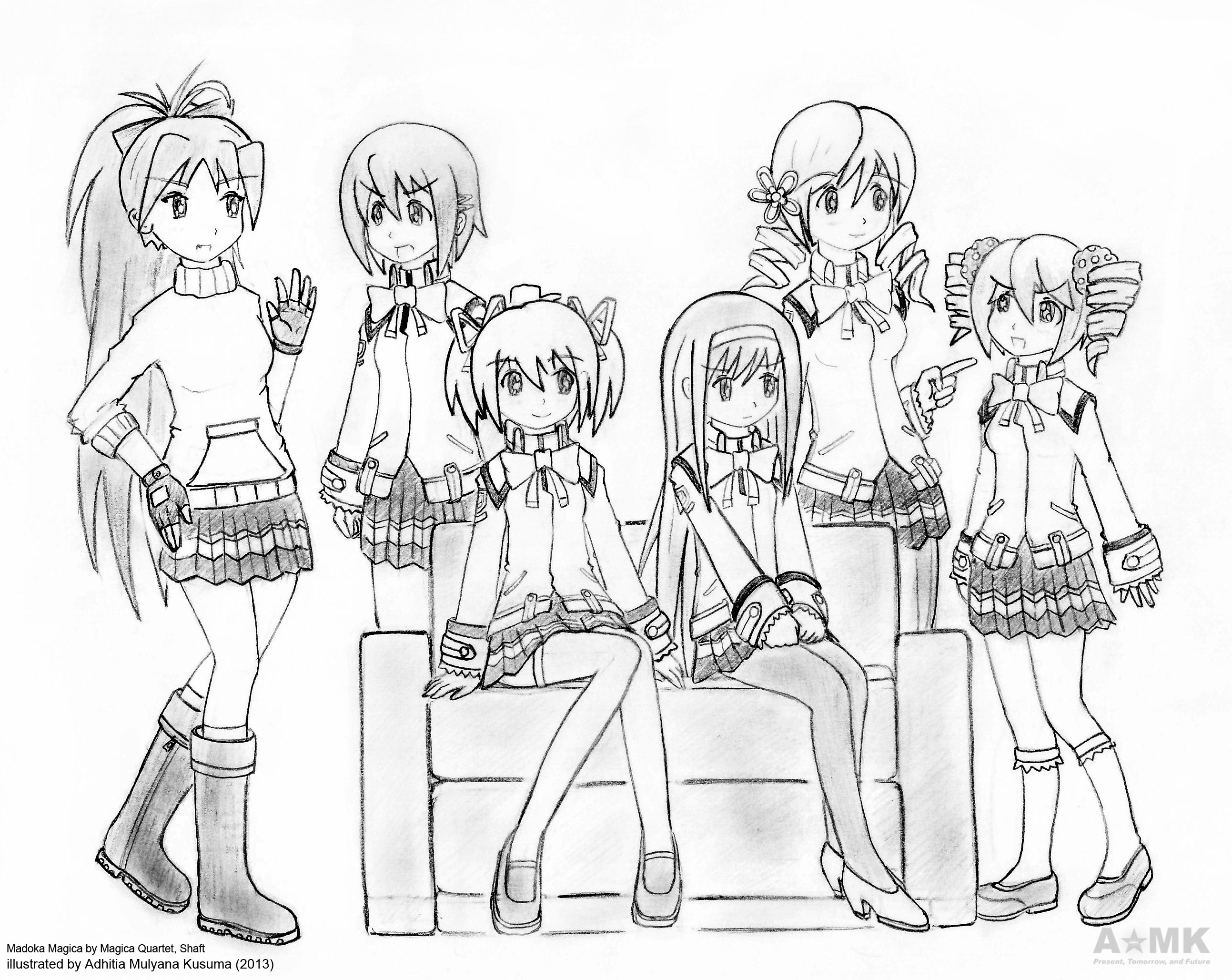 2586x2056 Madoka And Friends By Adhitia