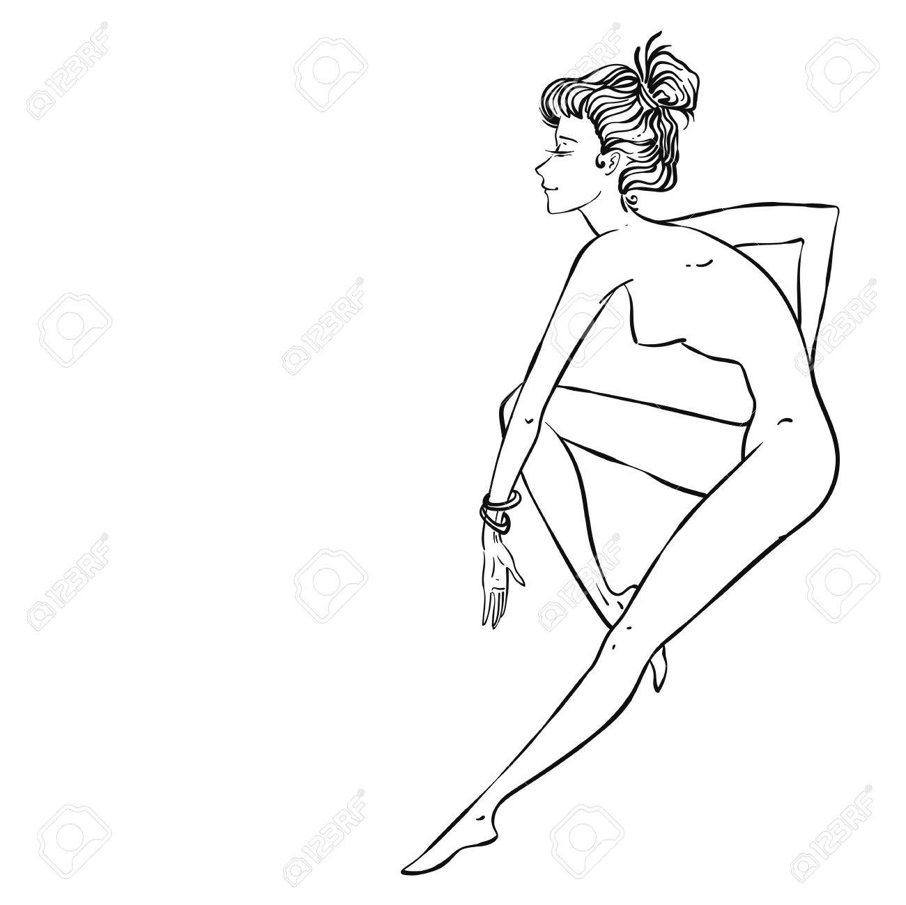 1300x1299 Vector Sexy Beautiful Pin Up Girl Sitting Or Dancing, Suitable