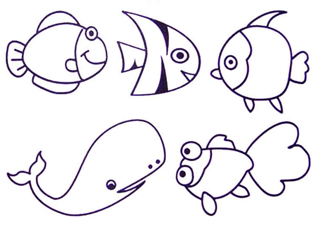 1024x748 Easy Sea Animals To Draw Kids Coloring Pages Of Sea Animals Animal