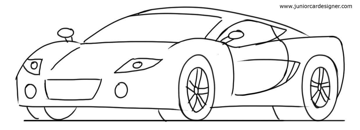 1238x448 Car Drawing Tutorial Sports Cars 34 Front View Junior Car Designer