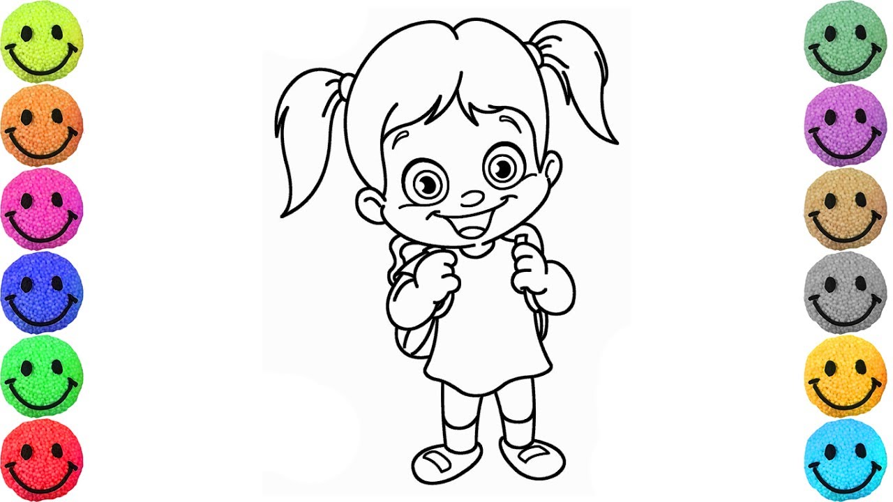 1280x720 Coloring Pages Little Girl