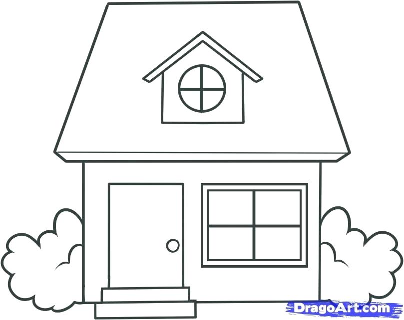 809x642 Simple House Drawings Simple House Drawing Draw Kids Simple House