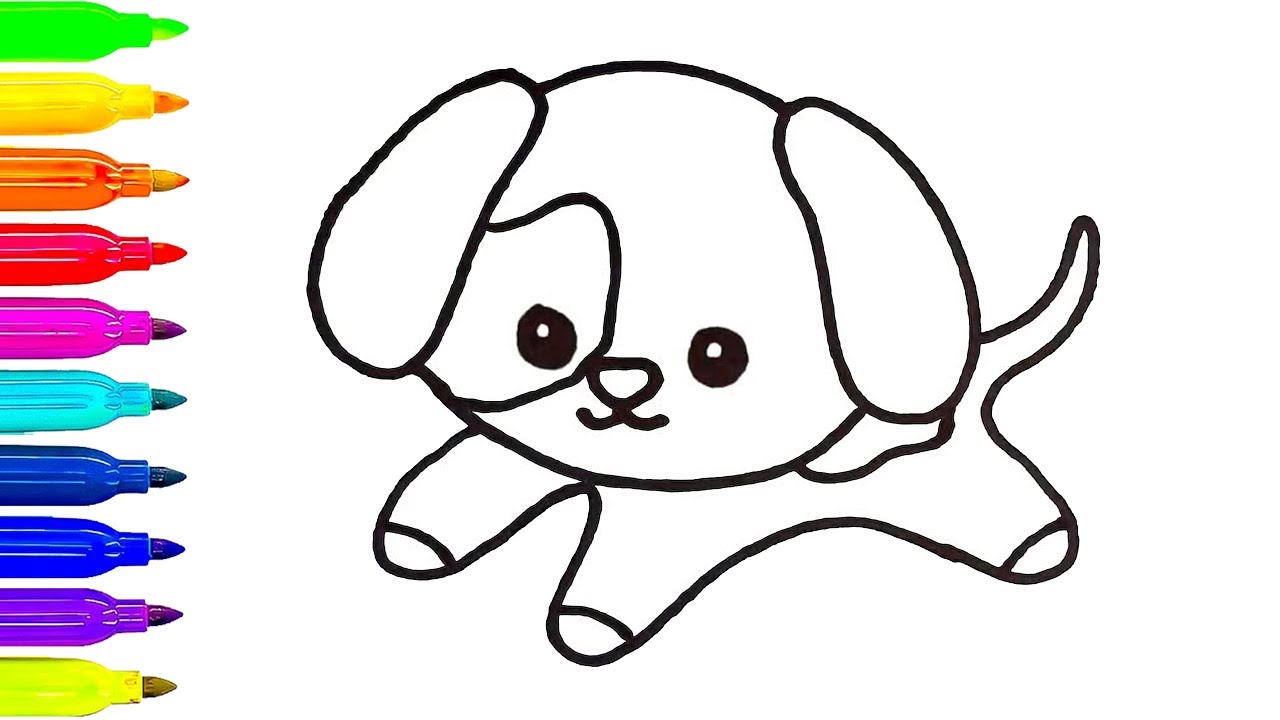 1280x720 Baby Dog Drawing For Kids Learn Coloring Art Painting
