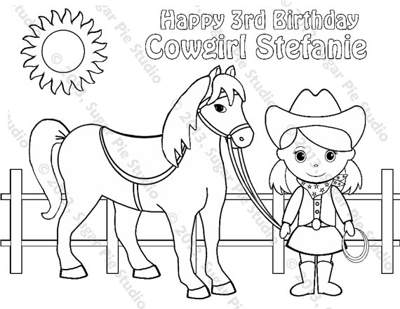 570x440 Personalized Printable Cowgirl Horse Birthday Party Favor