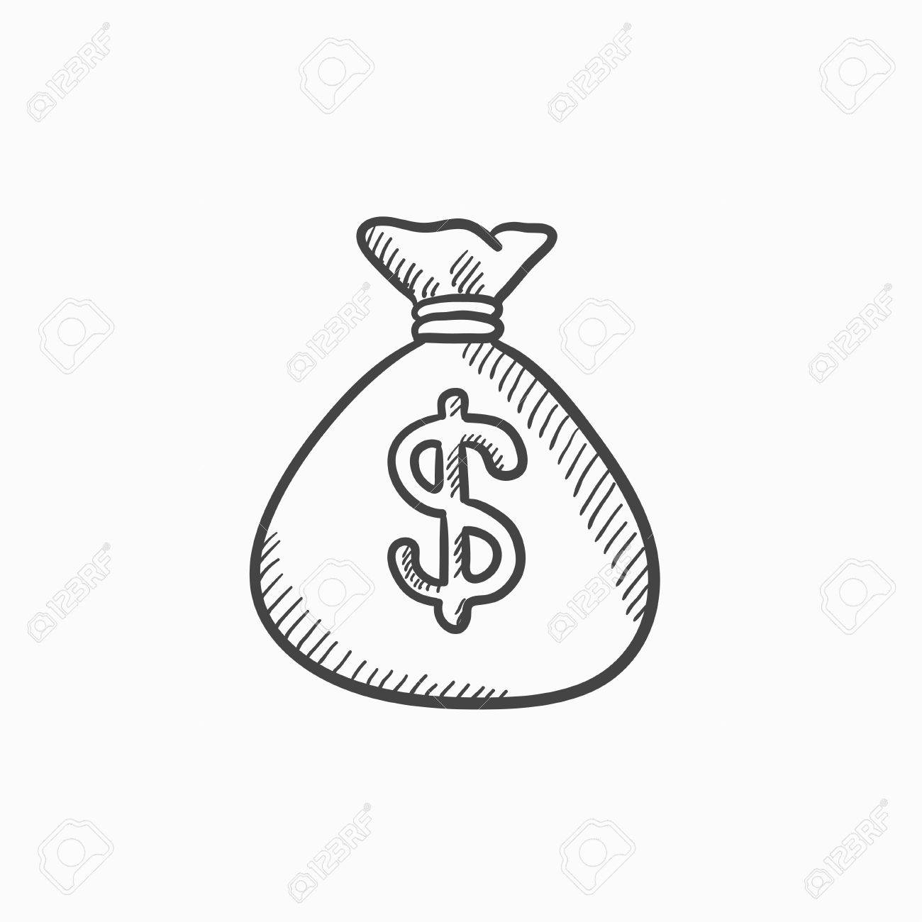 1300x1300 Money Bag Vector Sketch Icon Isolated On Background. Hand Drawn