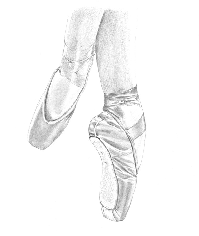 759x900 Tiptoes Pencil Drawing Original Art For Sale