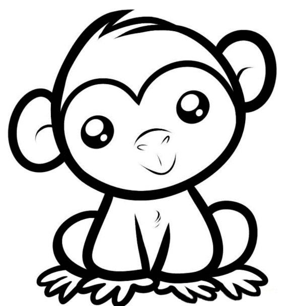 580x608 Little Monkey Coloring Page