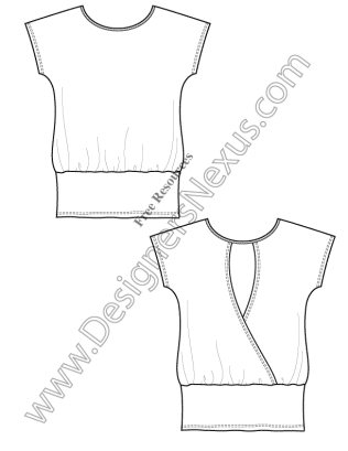 316x409 V14 Knit Tunic T Shirt Template Free Flat Drawing