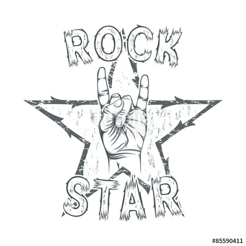 500x500 Rock Star, Print For T Shirt Graphic. Stock Image And Royalty