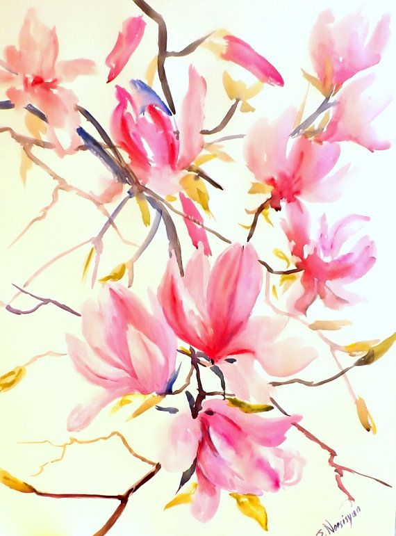 570x771 Original Abstract Floral Watercolor Painting Lanasart By Lanasart