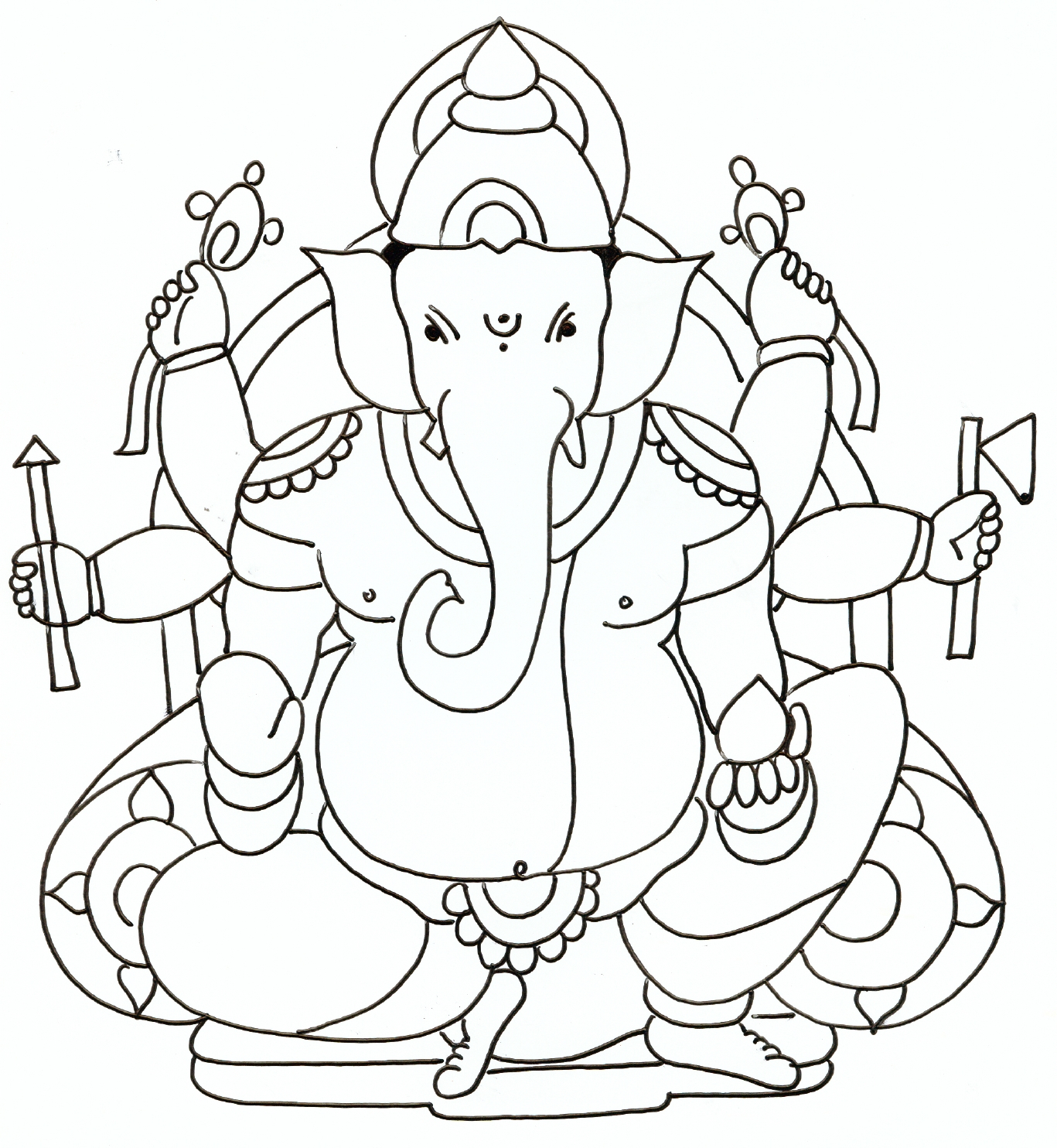 1367x1484 Pencil Artist Line All Ganpati Hd Image Ganesh Sketch Free