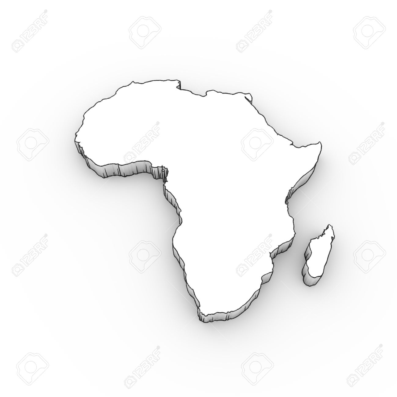 1299x1300 Africa Map 3d In White
