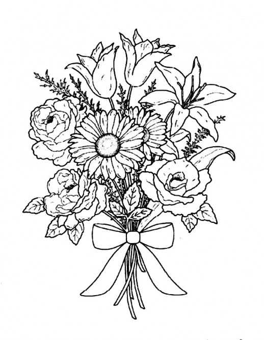 518x667 Flower Bouquet Drawings Drawn Flower Flower Bunch Pencil And