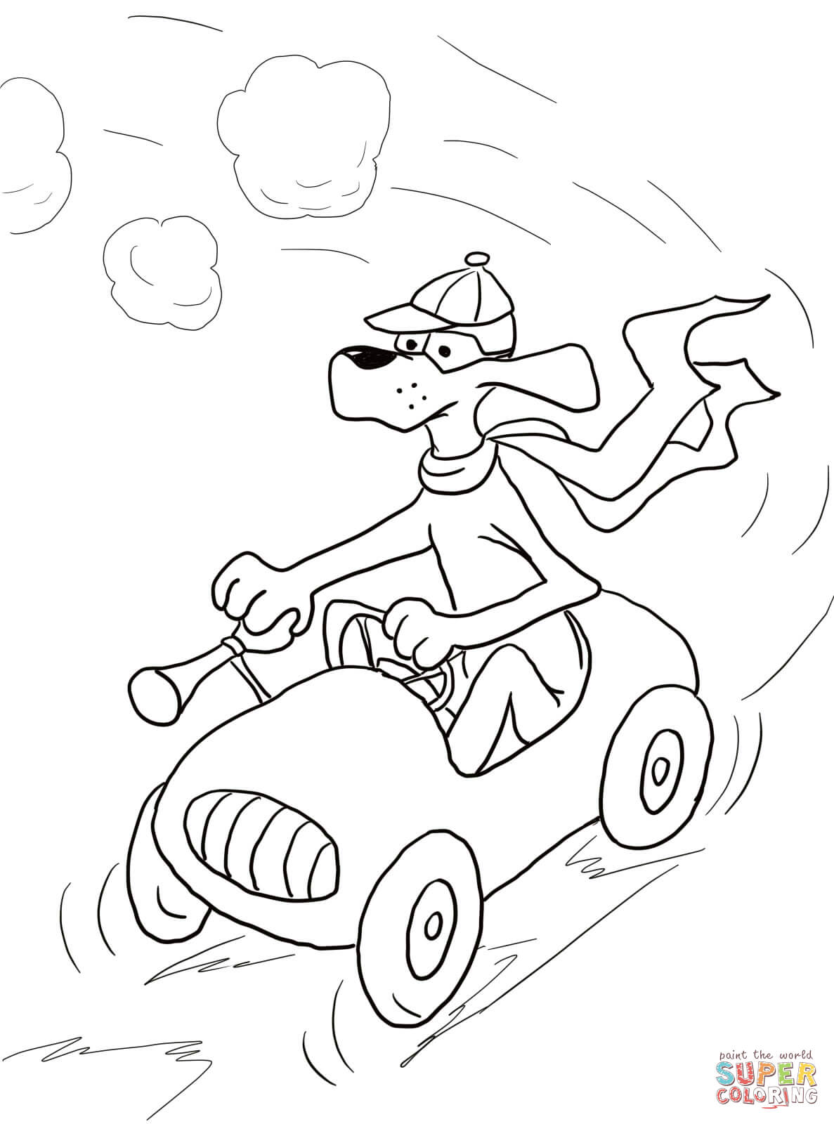 1187x1600 Dog Drives A Car Coloring Page Free Printable Coloring Pages