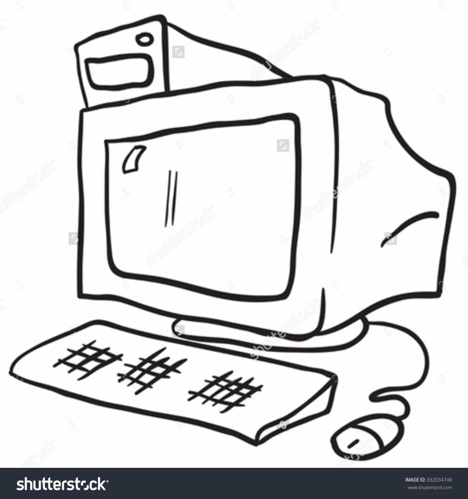 960x1024 Computer Cartoon Drawing Computer Cartoon Drawing Simple Black