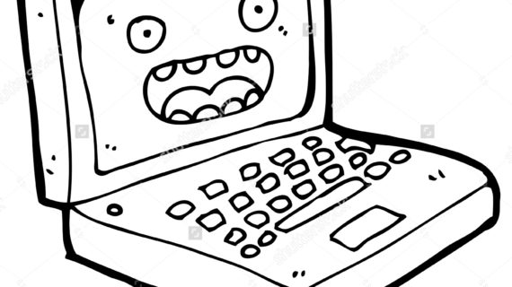 570x320 Computer Cartoon Drawing Computer Cartoon Stock Illustration