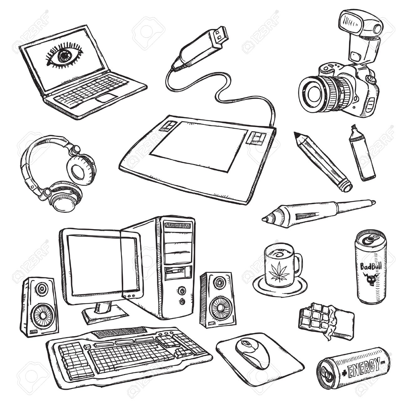 1300x1300 Graphic Designer's Work Place Royalty Free Cliparts, Vectors,