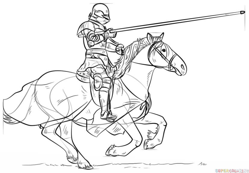 828x575 How To Draw A Knight On Horse Step By Step Drawing Tutorials