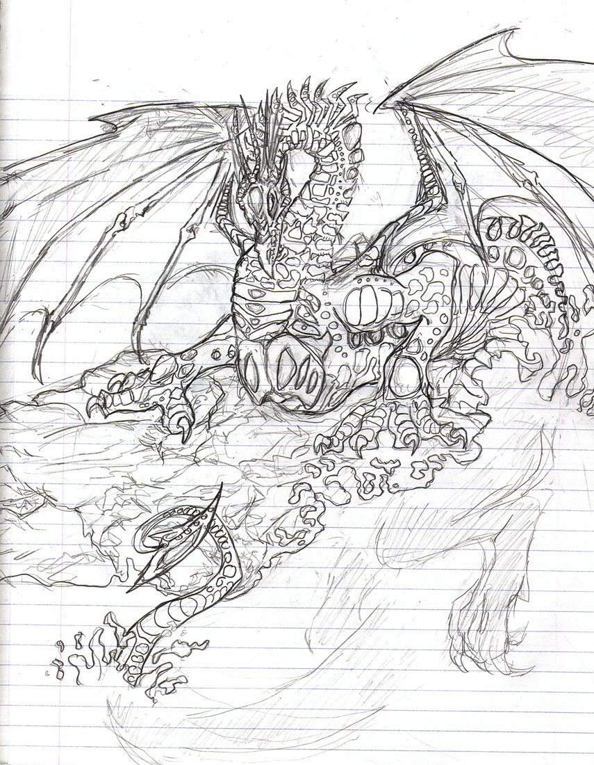 855x1100 Lined Paper Dragon No 7 By Reflectingabyss