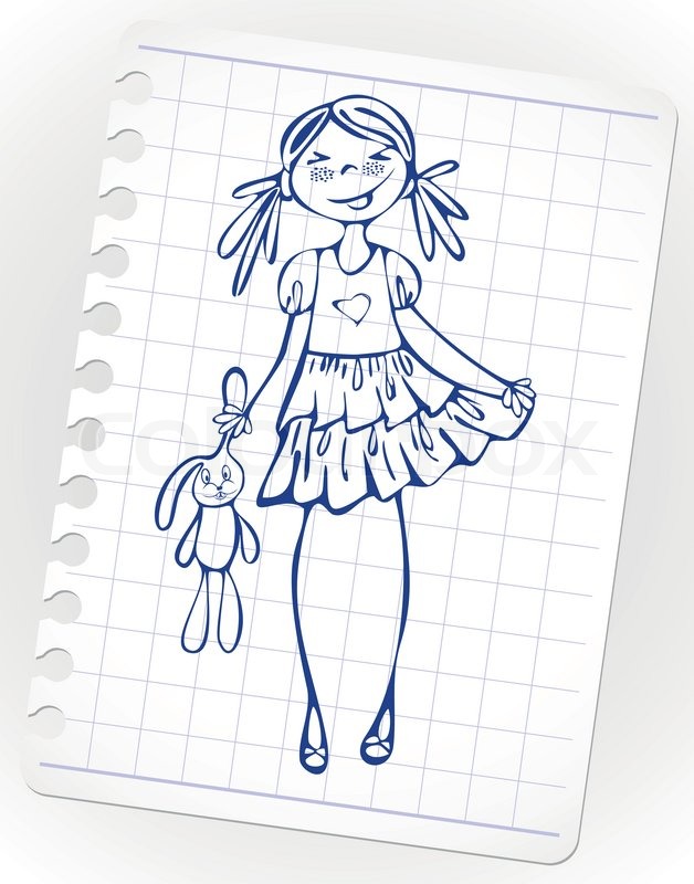 628x800 Vector Doodles On Lined Paper Sketchy Illustration Of A Cartoon