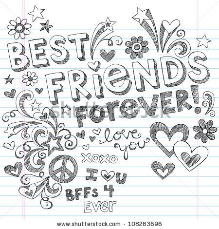 450x470 Stock Vector Hand Drawn Best Friends Forever Love Amp Hearts