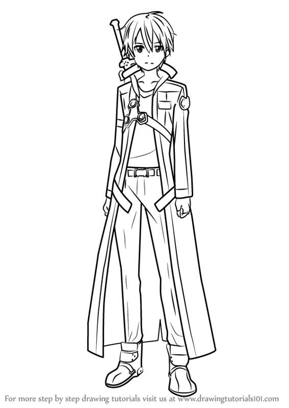567x800 Learn How To Draw Kirito Black Swordsman From Sword Art Online