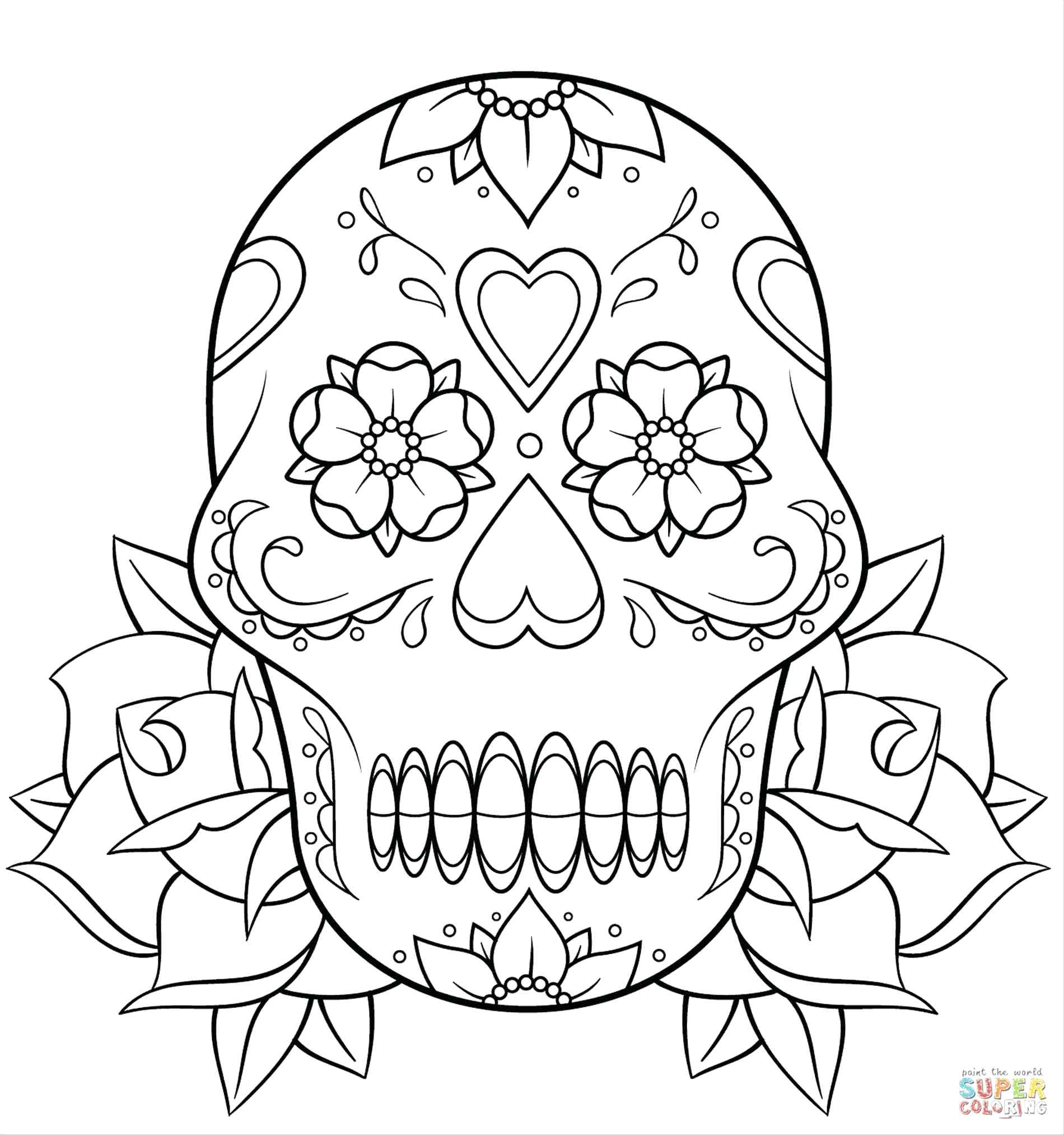1900x2027 Pin Drawn Sugar Skull 8 62 Enchanting Outlines Outline Drawing