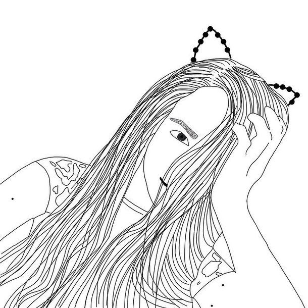 610x610 Drawing, Girl, Girly, Outline, Outlines