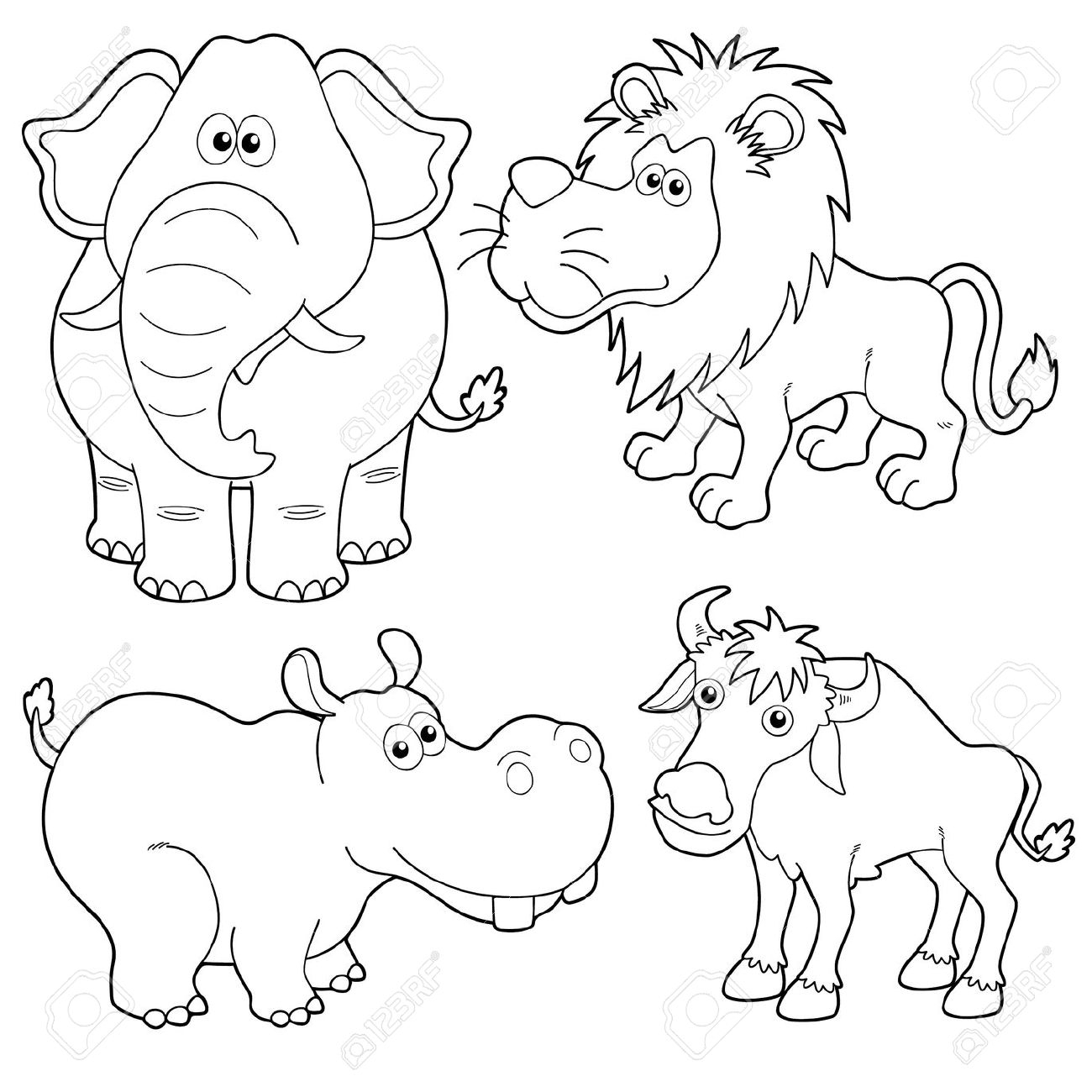 1300x1300 Drawing Outlines Of Animals 16608665 Illustration Of Wild Animals