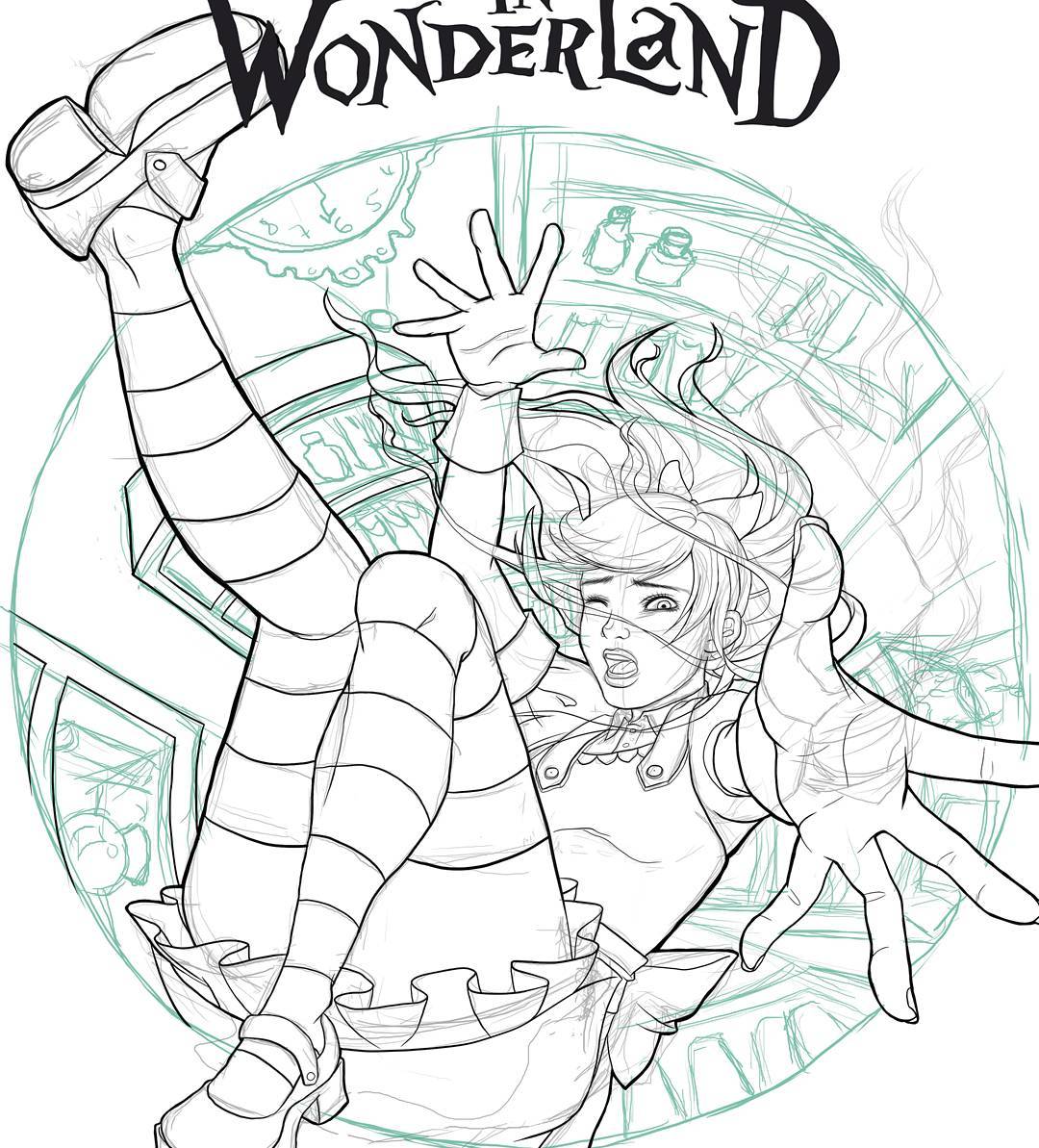1080x1193 Here Are The Finished Outlines Of My Alice In Wonderland Fanart I