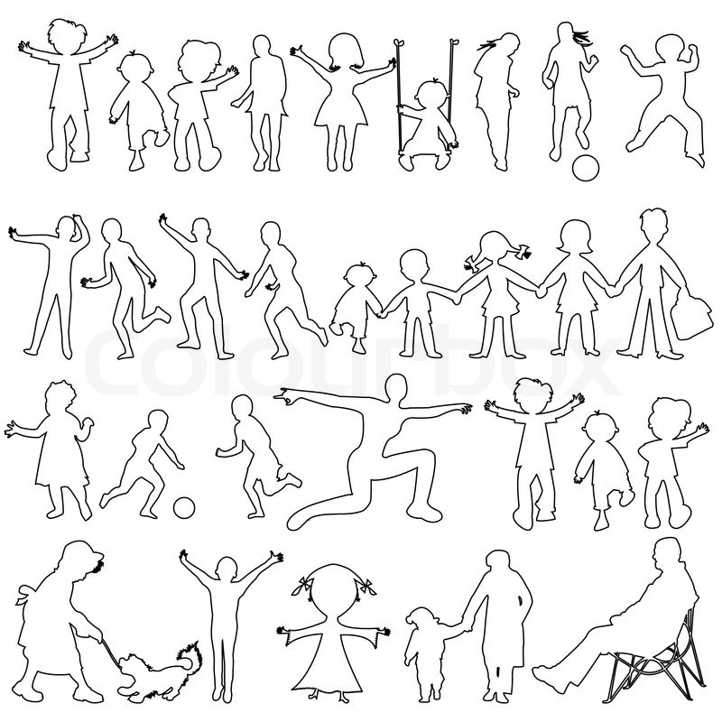 800x800 Peoples Black Sketch, Abstract Outlines Vector Art Illustration