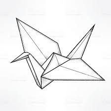 225x225 Outline Paper Crane Tattoo Design Tattoo Ideas