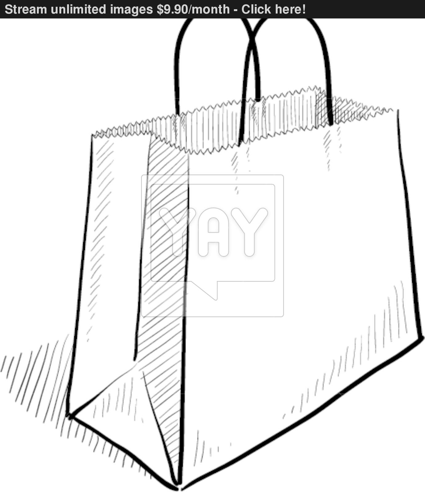 1381x1600 Paper Shopping Bag Sketch Vector