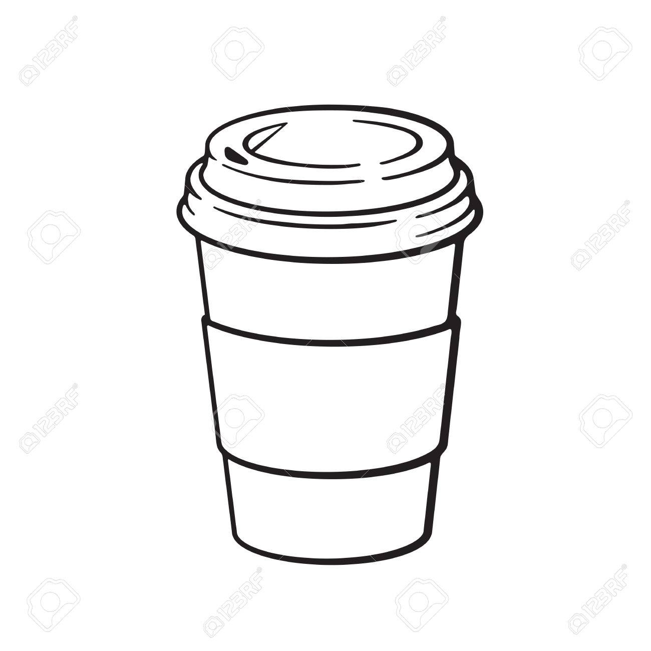 1300x1300 Vector Illustration. Hand Drawn Doodle Of Disposable Paper Cup