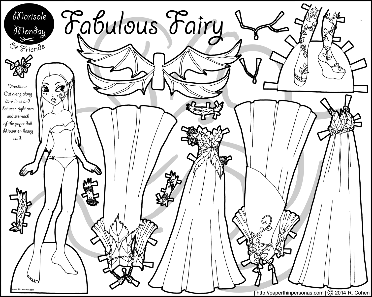 1500x1200 Fabulous Fairy Paper Doll Coloring Page Pdf, Dolls And Puppet