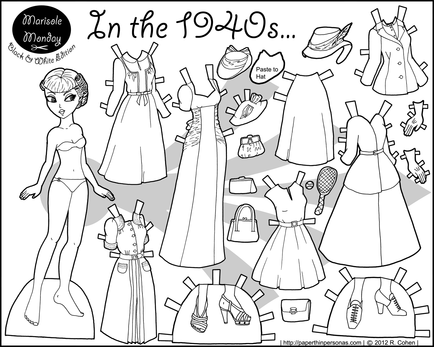 1500x1200 In The 1940s Paper Doll Coloring Page Paper Thin Personas