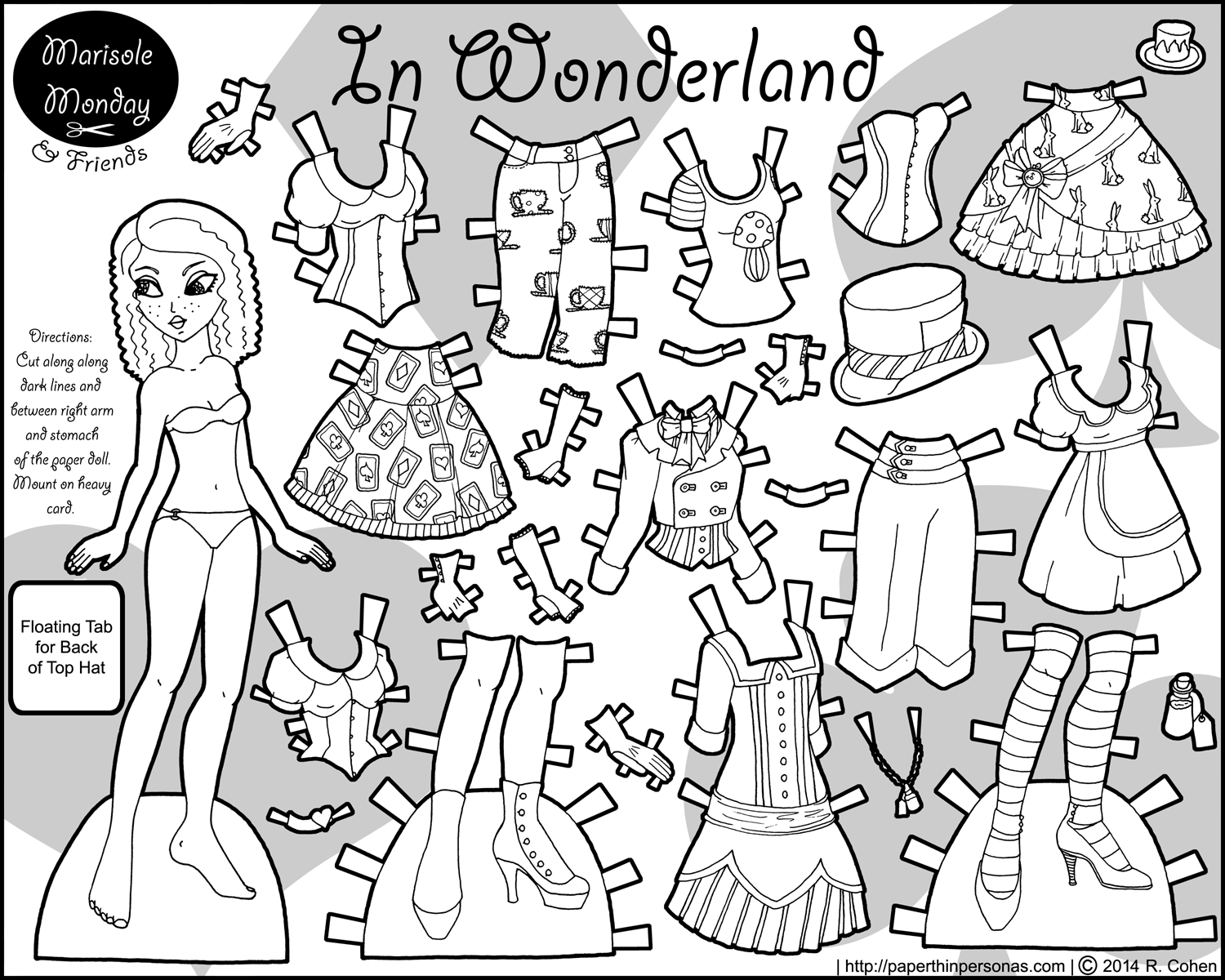 1500x1200 An Alice In Wonderland Paper Doll Coloring Page Dolls, Craft