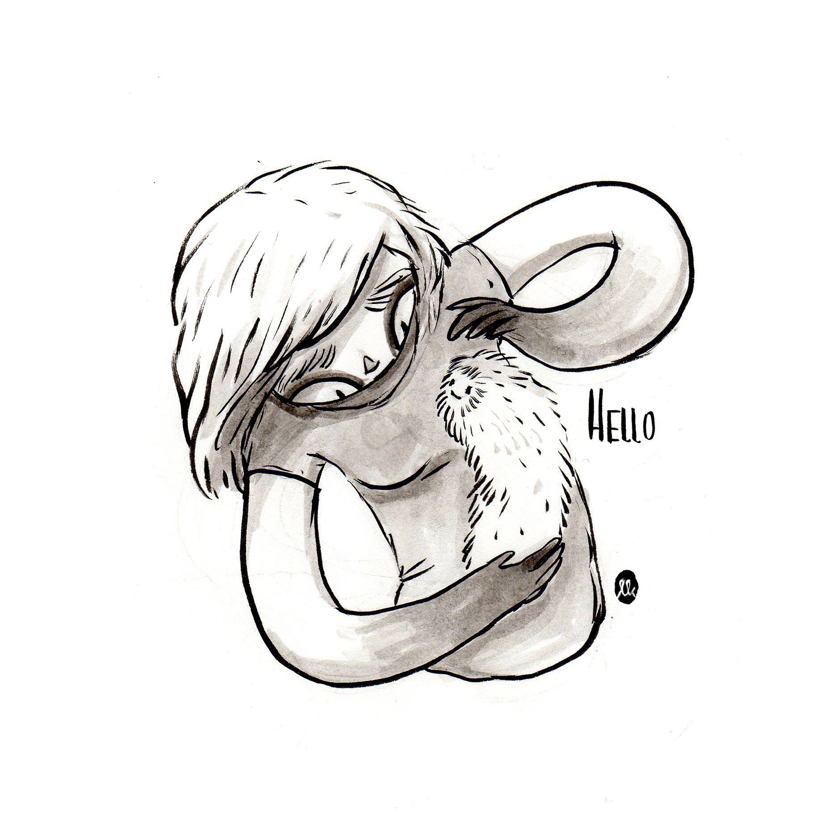 2732x2732 Bc31 Cute Animal Simple Drawing Art Illustration Wallpaper