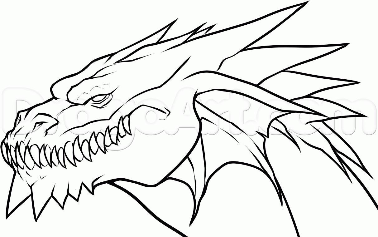 1213x759 Pictures Of Cool Easy Drawings Coloring Pages Dragon Drawing Easy