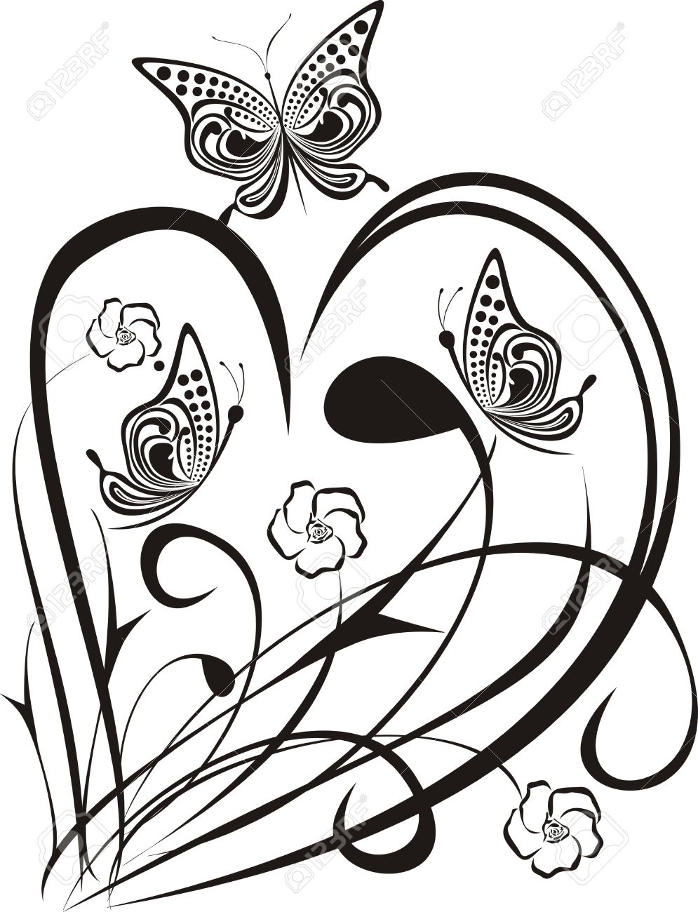 995x1300 And Butterflies And Hearts Drawings