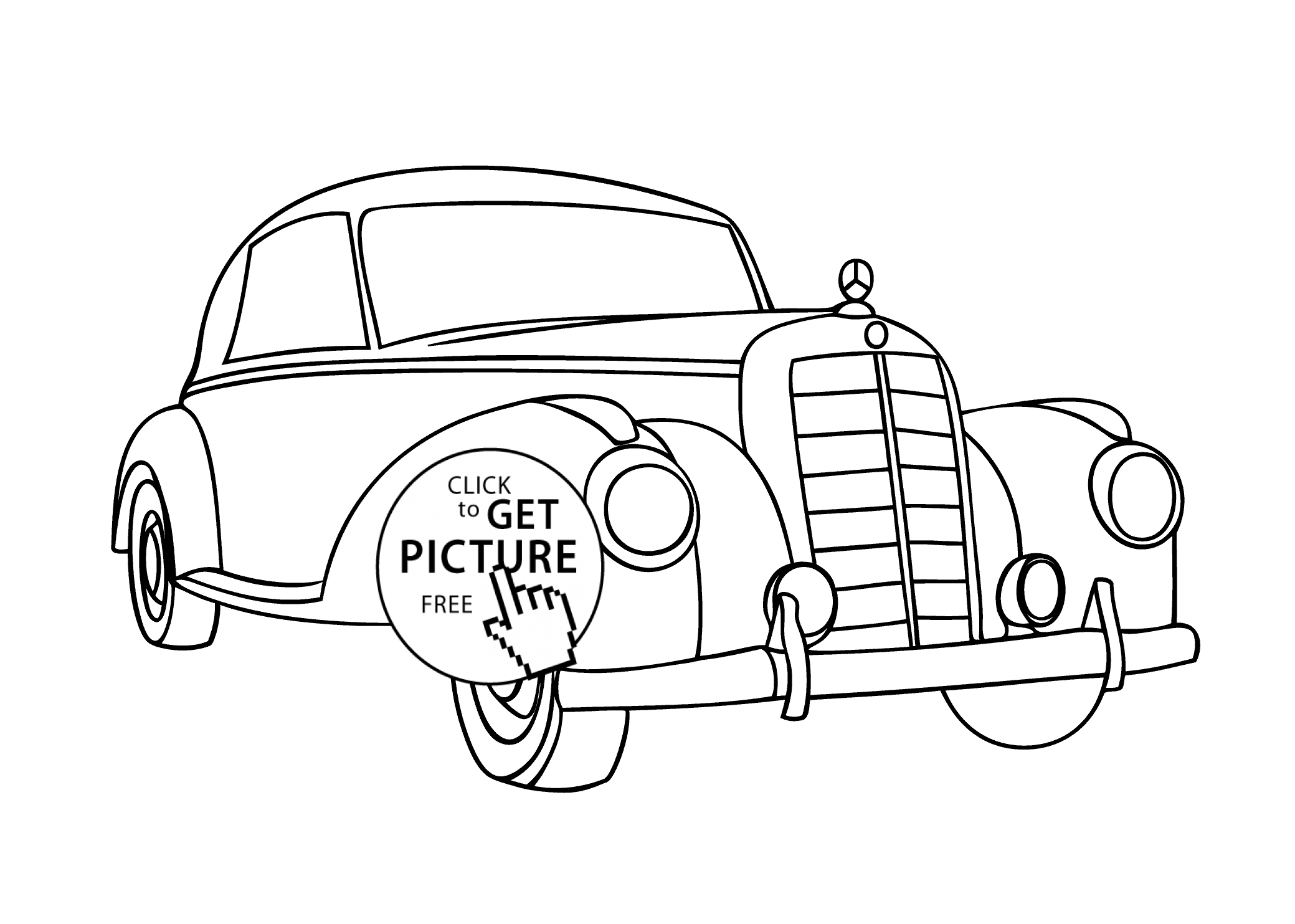 2079x1483 Super Car Mercedes Old Coloring Page, Vintage Car Printable Free