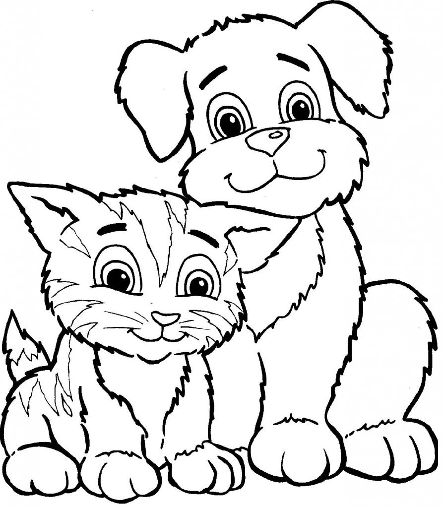 895x1024 Dog And Cat Drawing