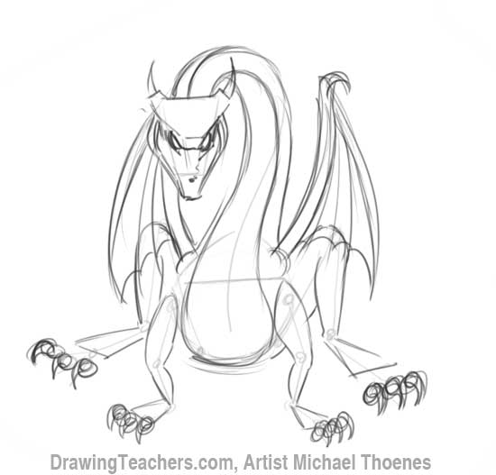 550x527 How To Draw A Dragon Sitting
