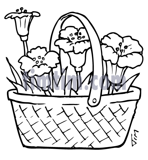 513x554 Free Drawing Of A Flower Basket Bw From The Category Valentines