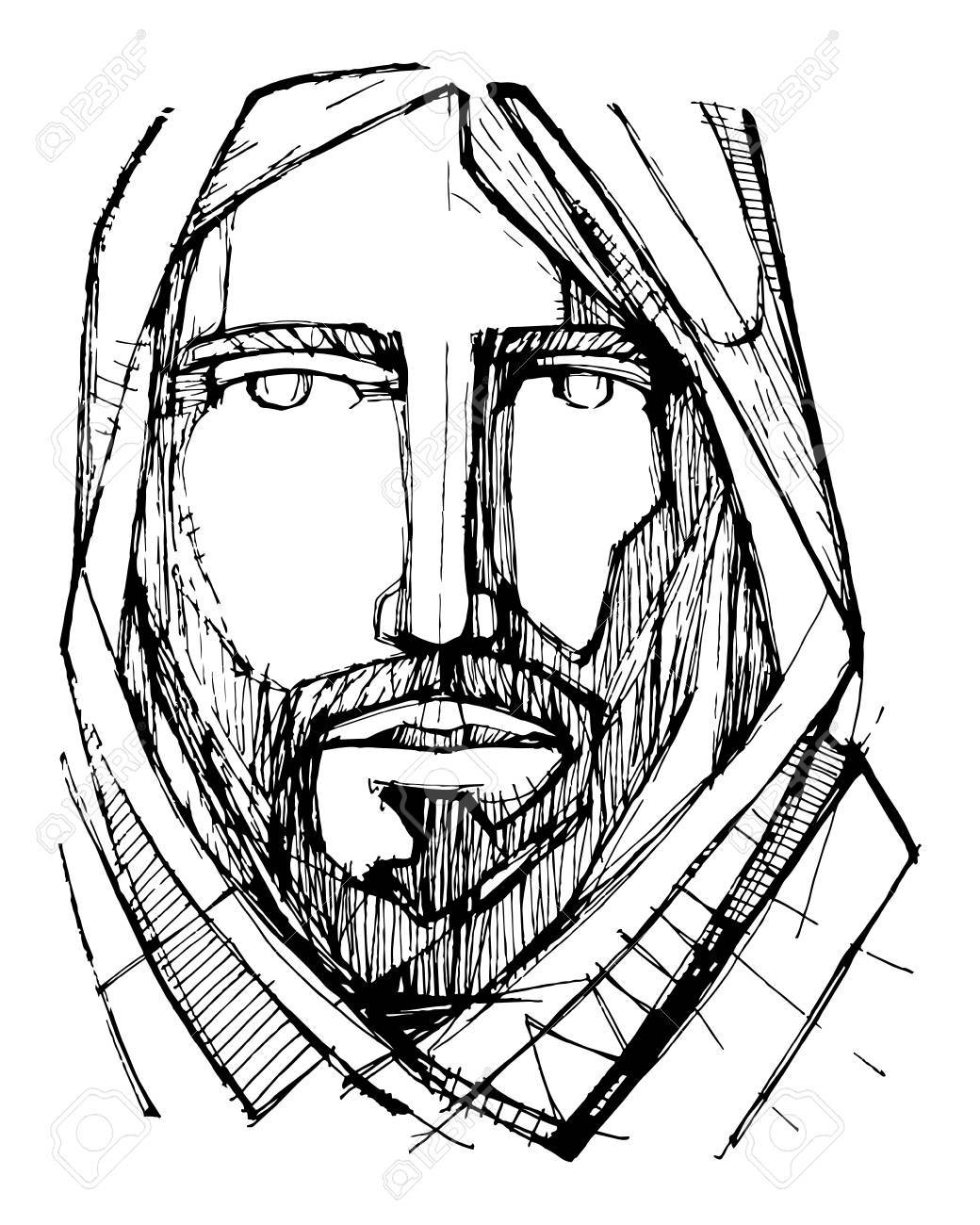 1040x1300 Hand Drawn Vector Ink Illustration Or Drawing Of Jesus Christ