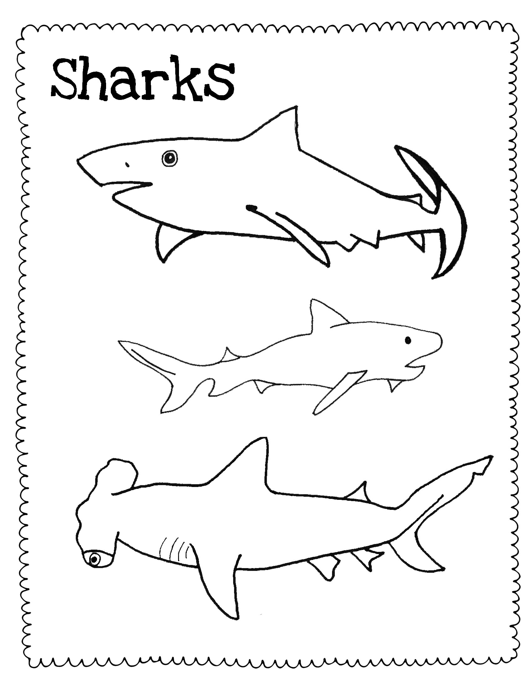 1700x2200 Watercolor Sharks And Free Shark Drawing Guidecoloring Pages