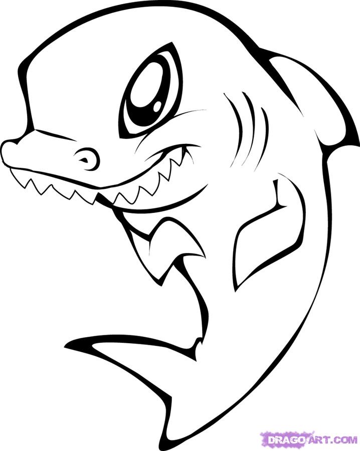 718x900 How To Draw A Cute Shark Step 6 Printable